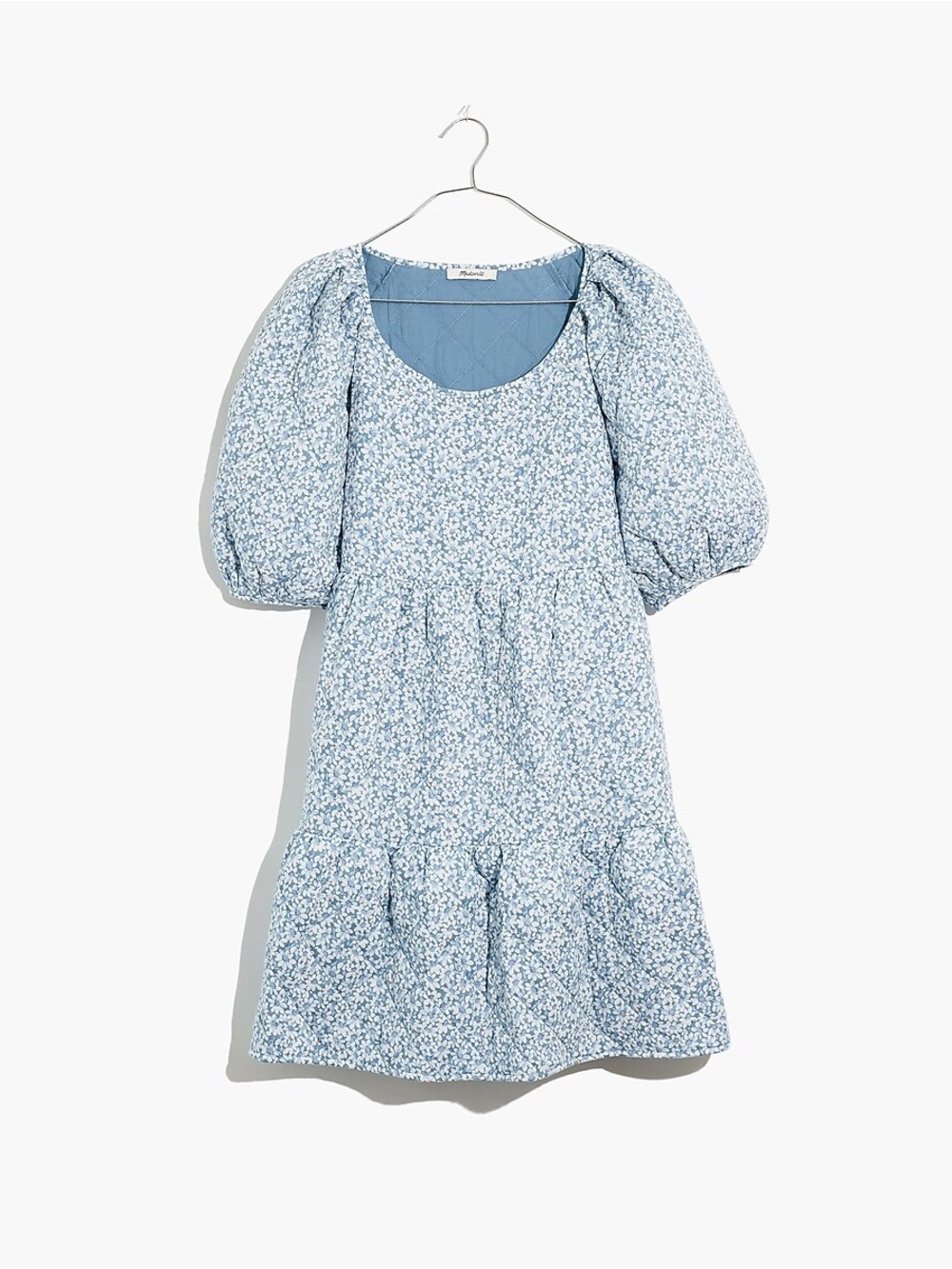 Madewell Mini Dress Quilted Puff Sleeve Cottagecore Floral Size Small w Pockets